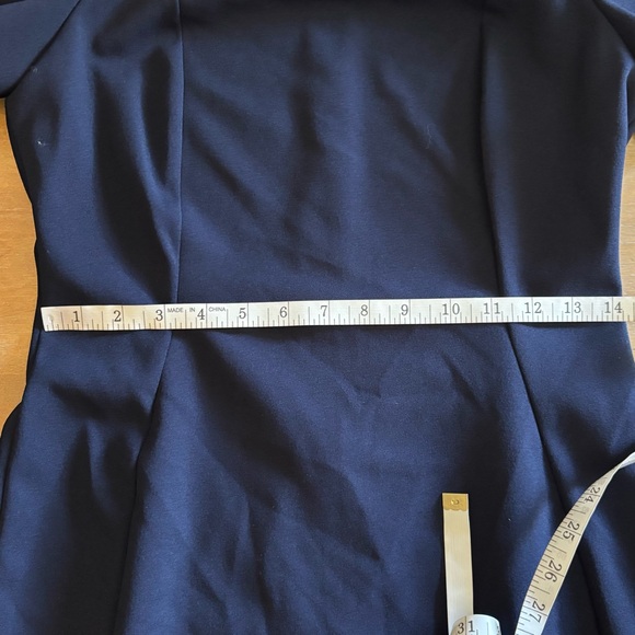 Calvin Klein Blue Sheath Dress Tulip Sleeve Knee Length Scuba Stretch, Sz 6 NWT - Picture 11 of 14